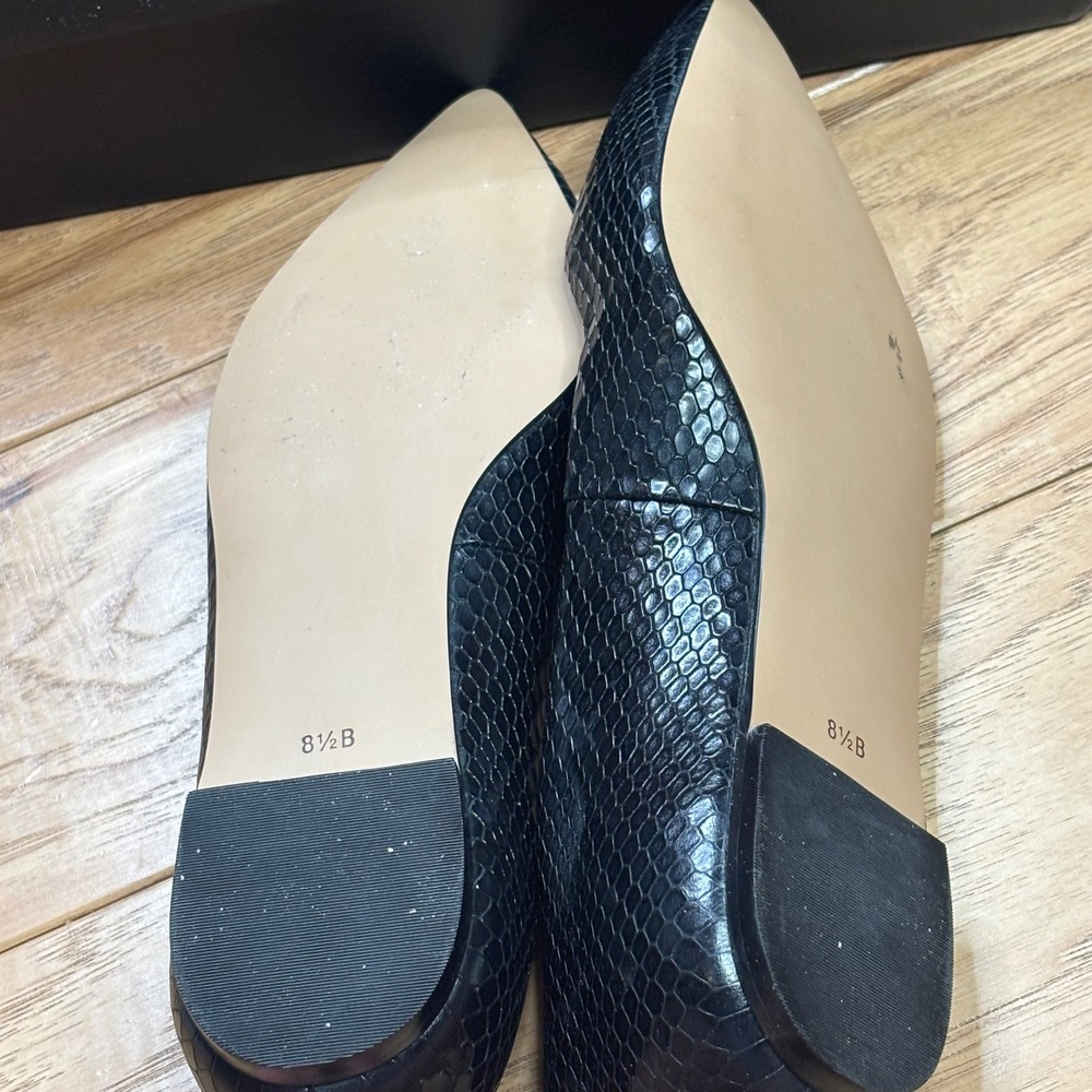 Talbots Nelli Flats Women 8.5 Blackstone Black Snakeskin Pointed Toe NELLI3E-M - Picture 6 of 13